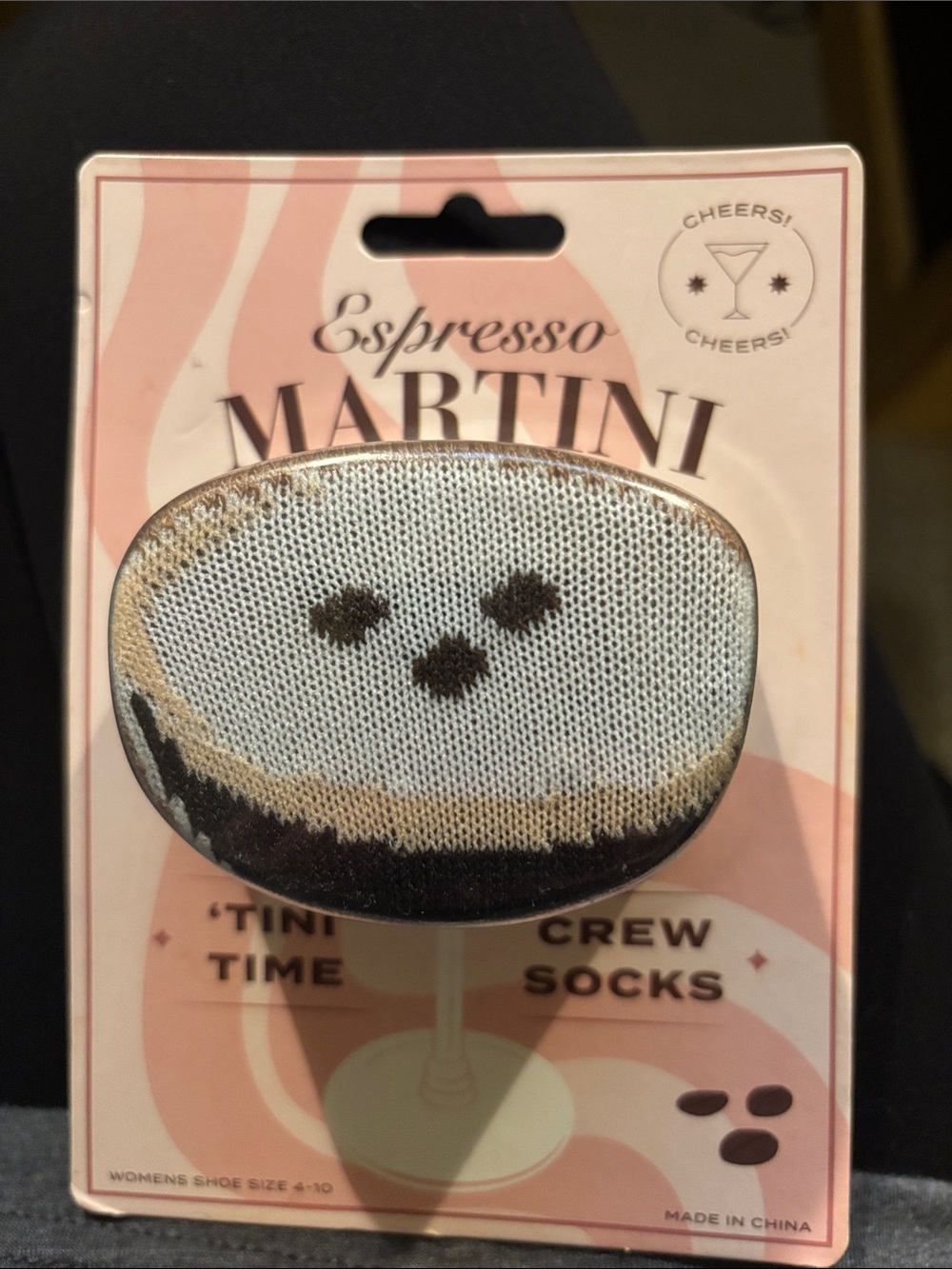 Espresso Martini Crew Socks - Brown, Cream & Black